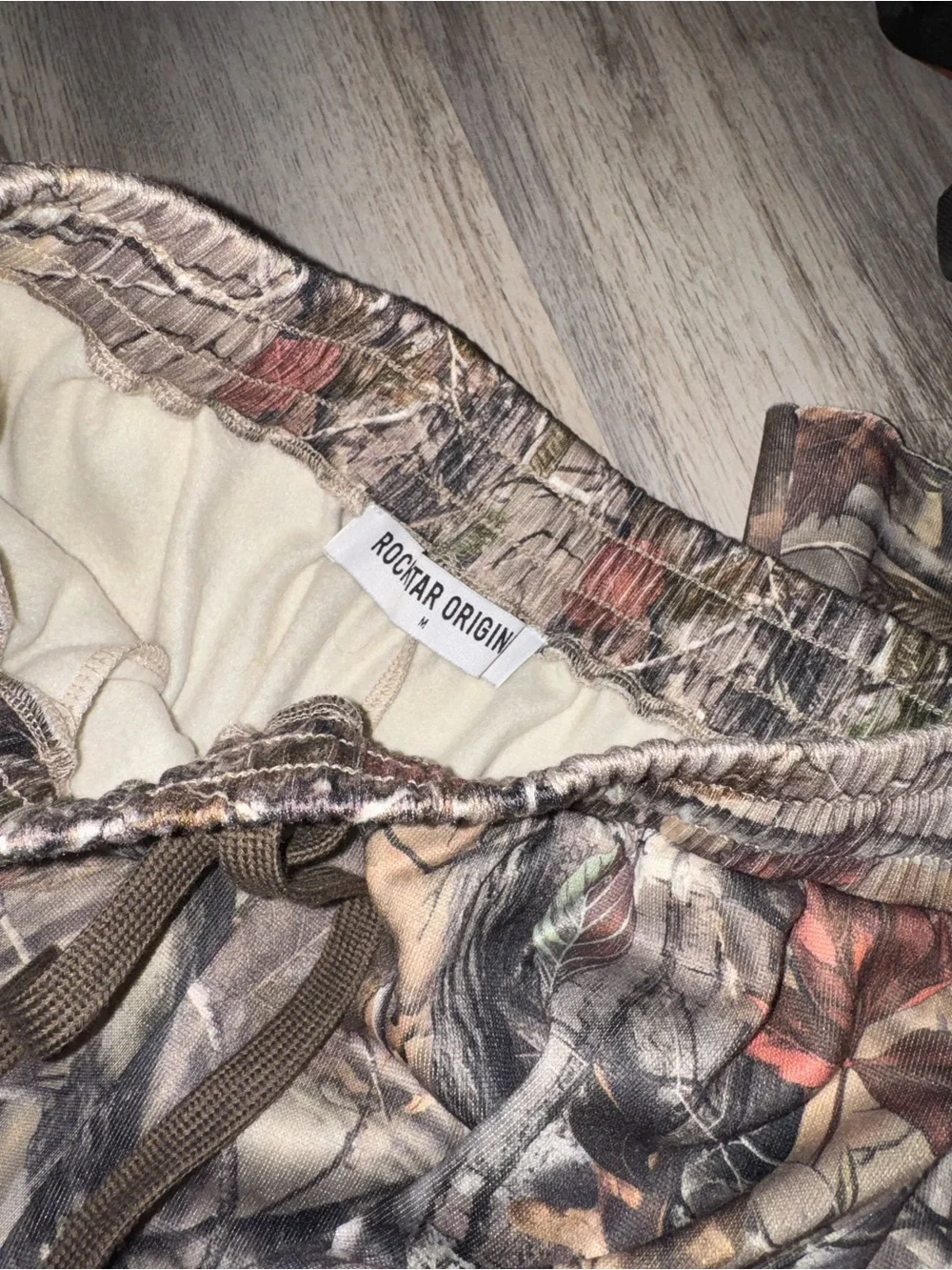 Women's Camo Cargo Pants in Brown with Pink Logo - Picture 3 of 5